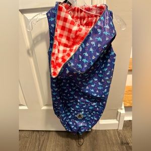 Worthy Dog London Dog Raincoat - Blue Chomp/Red Checkered | Size: XXL
